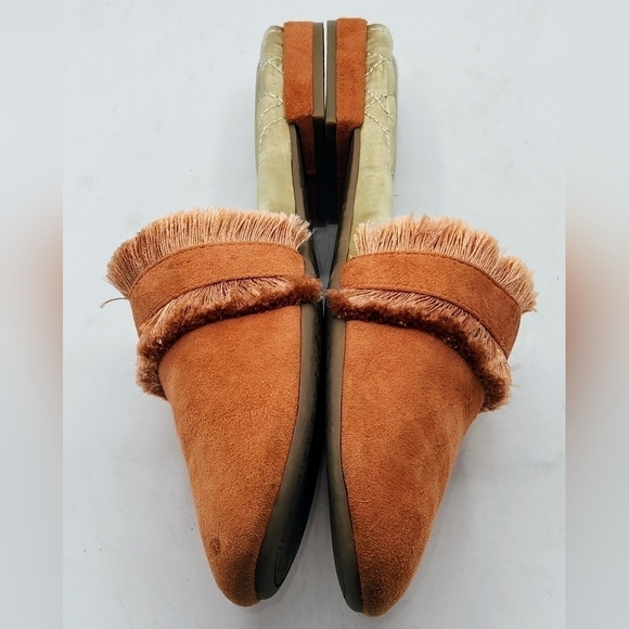 Birdies Ani Slide Coral Pink Fringed Mule Suede Leather Flat Size 8 - Picture 13 of 16